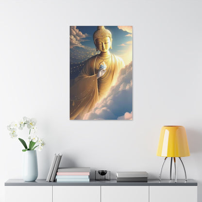 Golden Buddha Canvas – Enlightenment Wall Art for Sacred Spaces