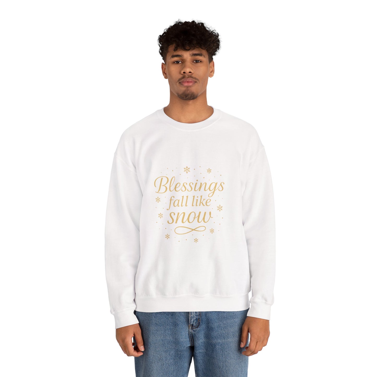 Blessings Fall Like Snow – Cozy Winter Affirmation Sweatshirt (Unisex)