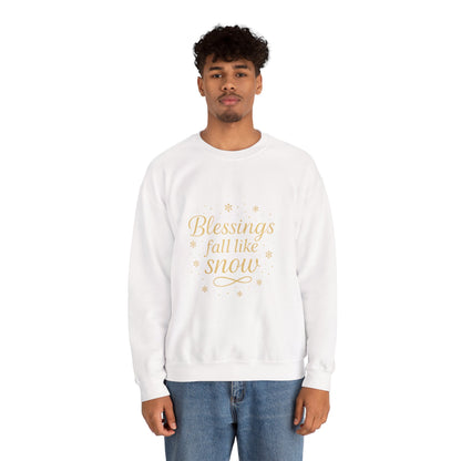 Blessings Fall Like Snow – Cozy Winter Affirmation Sweatshirt (Unisex)