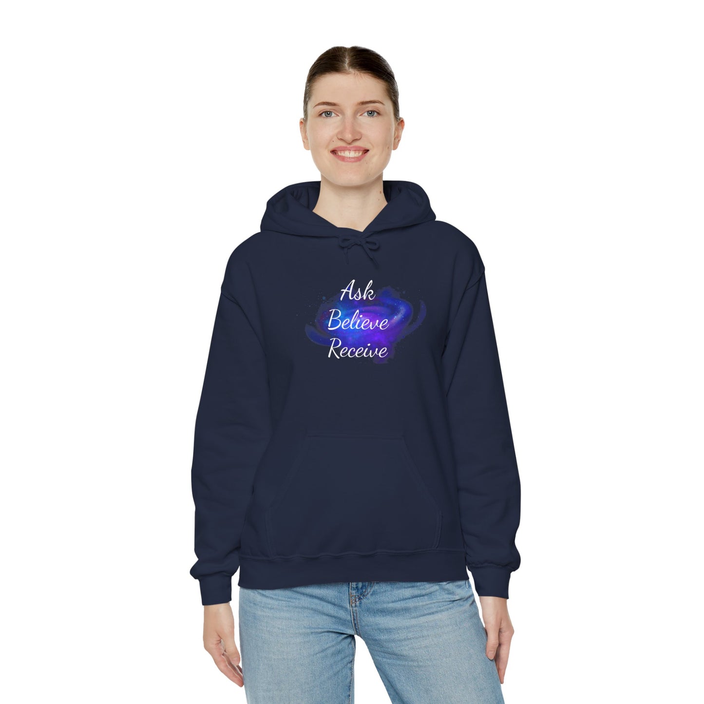 Ask Believe Receive Hoodie | Spiritual Manifestation Sweatshirt for Meditation & Mindfulness