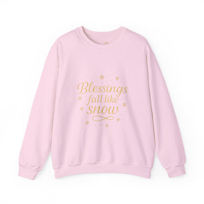 Blessings Fall Like Snow – Cozy Winter Affirmation Sweatshirt (Unisex)