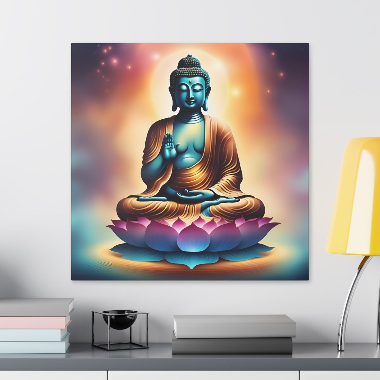 Vibrant Cosmic Buddha Canvas – Spiritual Wall Art for Zen Spaces