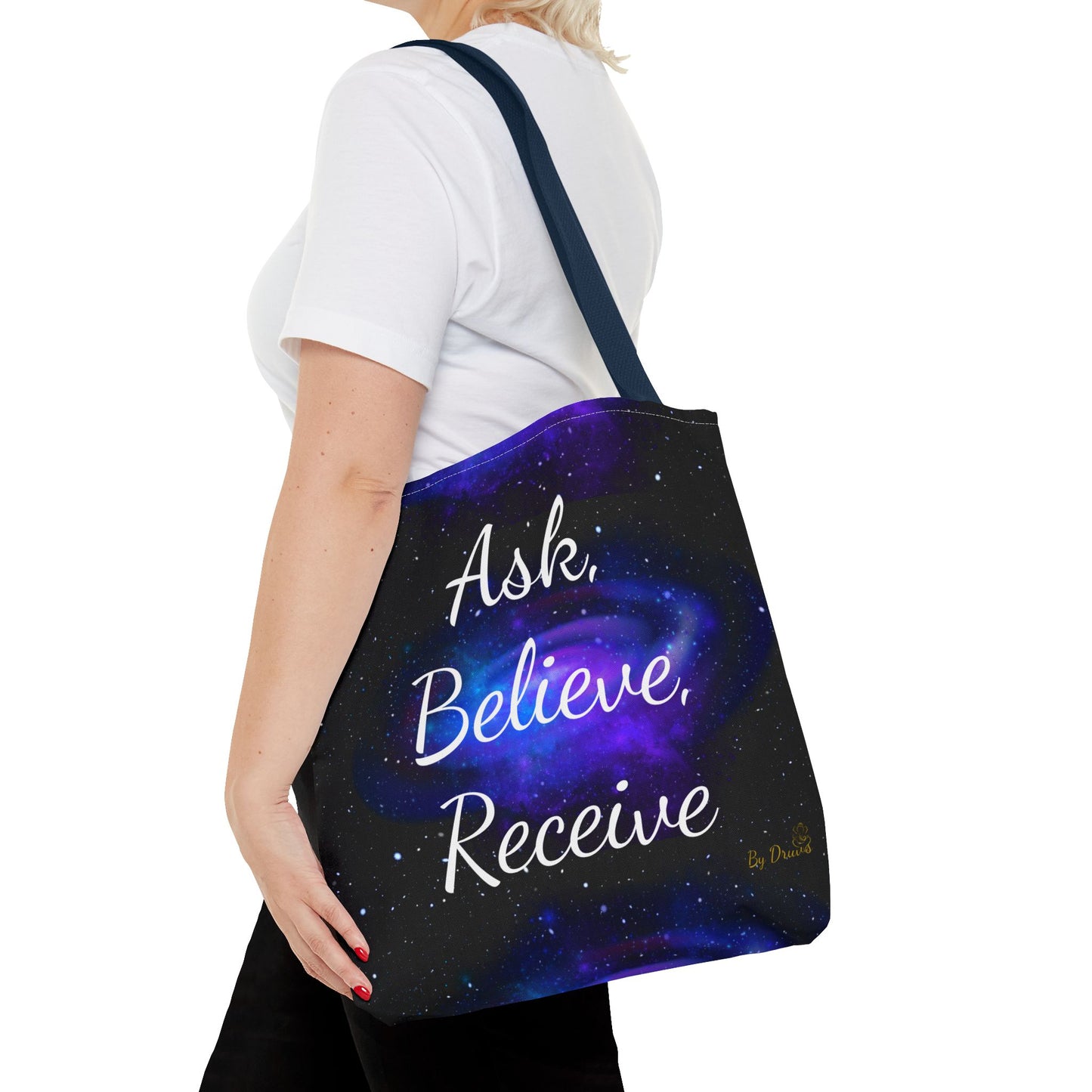 Ask Believe Receive Tote Bag – Manifestation Galaxy Shopper by Druvs