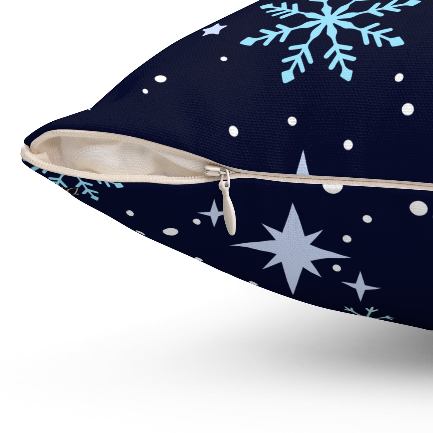 Winter Wishes Throw Pillow – Navy & Gold Christmas Cushion for Cozy Holiday Decor