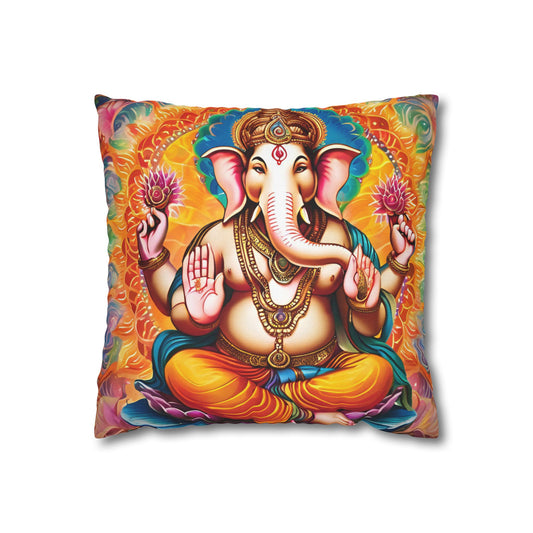 Golden Ganesh Cushion Case – Cosmic Protection & Positive Energy