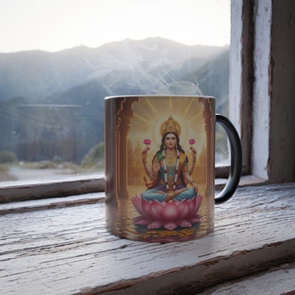 Lakshmi Magic Mug | Color Changing Mug, Goddess Lakshmi Coffee Cup, Hindu Gift, Prosperity & Abundance Mug, Spiritual Drinkware