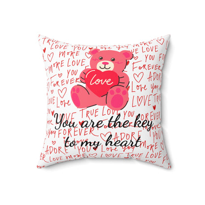 Valentine’s Day Love Cushion – You Are the Key to My Heart Teddy Pillow