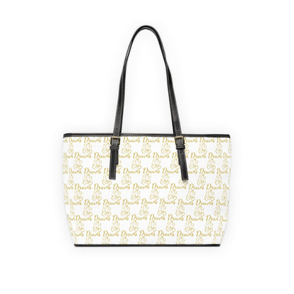 White Druvs Monogram Shoulder Bag – Elegant Leather Tote | 100% PU