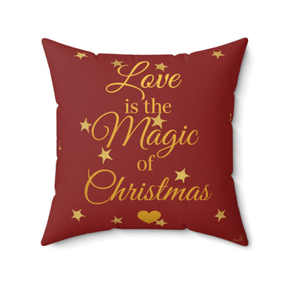 Love is the Magic of Christmas Cushion – Festive Red Throw Pillow