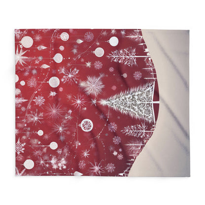 Fleece Red Blanket Christmas Tree Snowflake Pattern