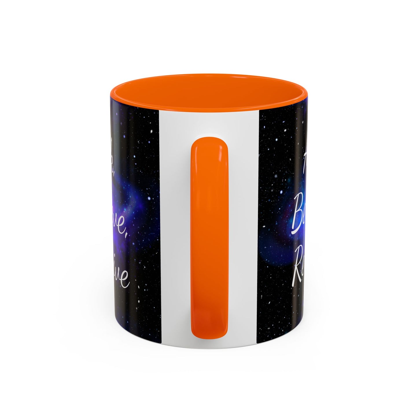 Ask. Believe. Receive. Two-Tone Mug – Cosmic Affirmation Coffee Cup