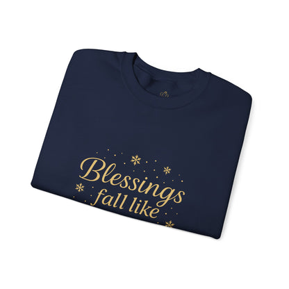 Blessings Fall Like Snow – Cozy Winter Affirmation Sweatshirt (Unisex)