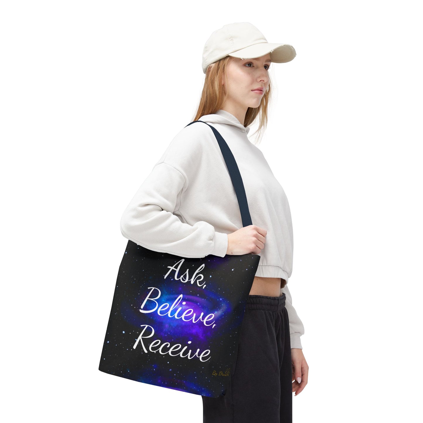 Ask Believe Receive Tote Bag – Manifestation Galaxy Shopper by Druvs