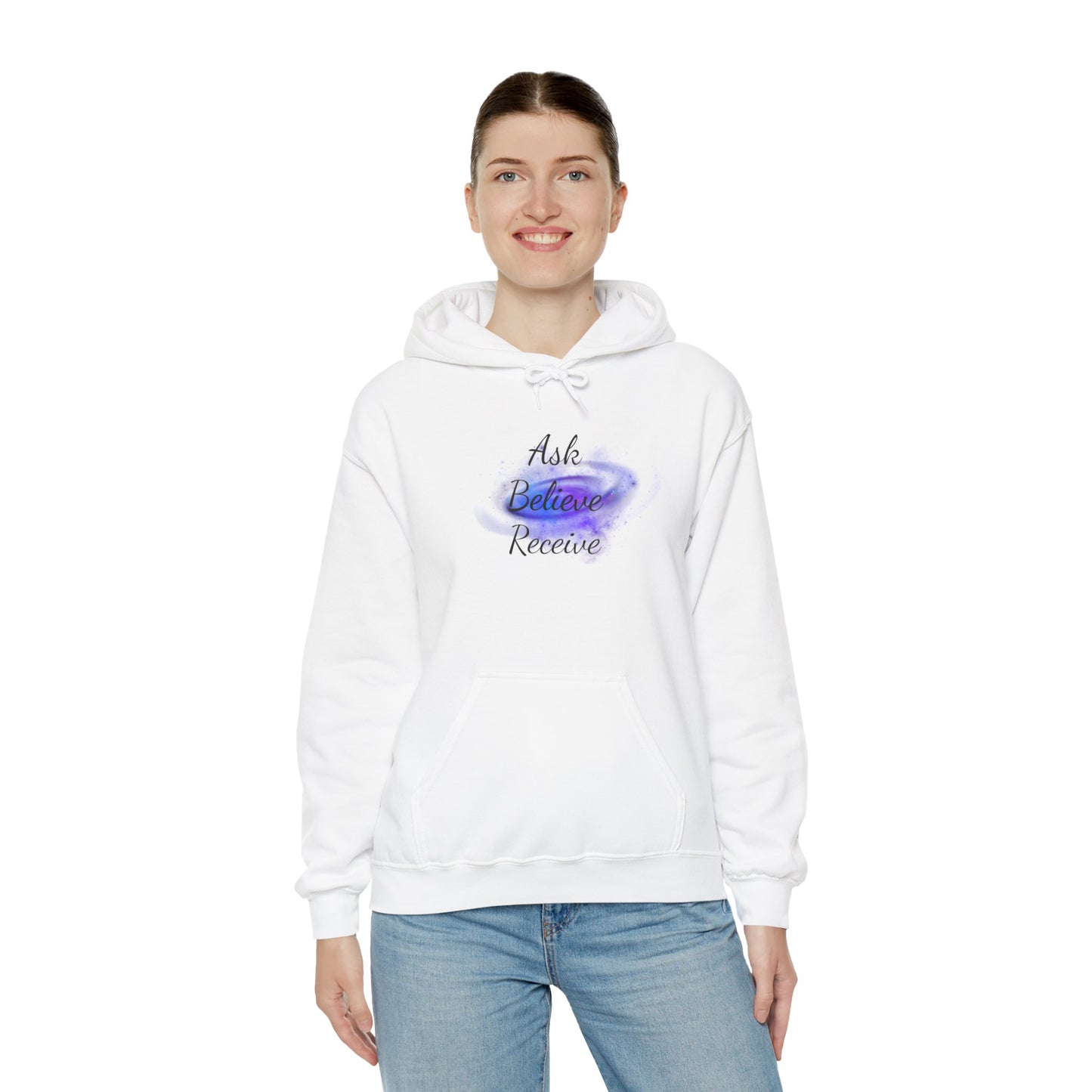 Ask Believe Receive Hoodie | Spiritual Manifestation Sweatshirt for Meditation & Mindfulness