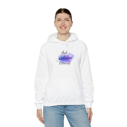 Ask Believe Receive Hoodie | Spiritual Manifestation Sweatshirt for Meditation & Mindfulness