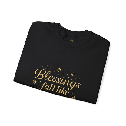 Blessings Fall Like Snow – Cozy Winter Affirmation Sweatshirt (Unisex)