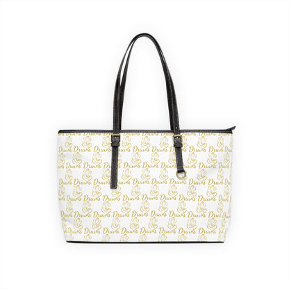 White Druvs Monogram Shoulder Bag – Elegant Leather Tote | 100% PU