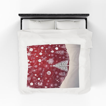 Velveteen Christmas Snowflake Blanket – Red & White Cozy Holiday Throw