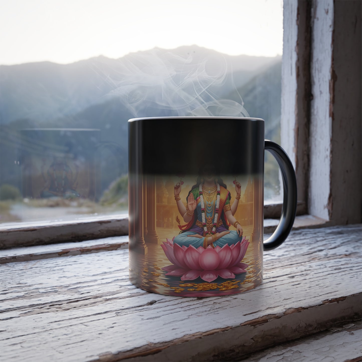 Lakshmi Magic Mug | Color Changing Mug, Goddess Lakshmi Coffee Cup, Hindu Gift, Prosperity & Abundance Mug, Spiritual Drinkware