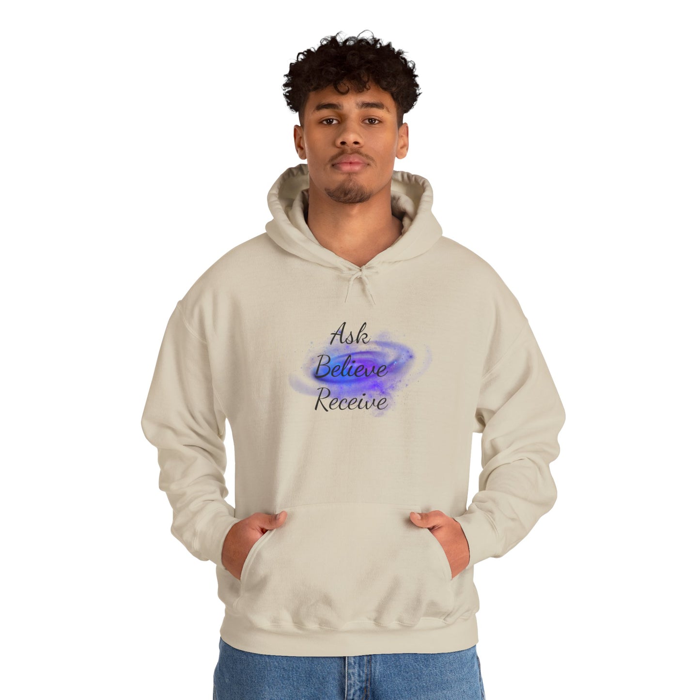 Ask Believe Receive Hoodie | Spiritual Manifestation Sweatshirt for Meditation & Mindfulness