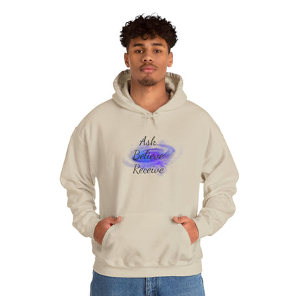 Ask Believe Receive Hoodie | Spiritual Manifestation Sweatshirt for Meditation & Mindfulness