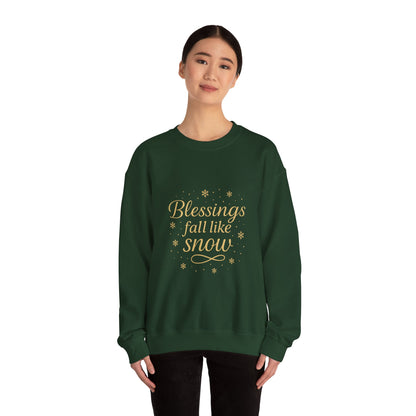 Blessings Fall Like Snow – Cozy Winter Affirmation Sweatshirt (Unisex)