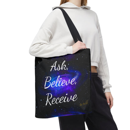 Ask Believe Receive Tote Bag – Manifestation Galaxy Shopper by Druvs