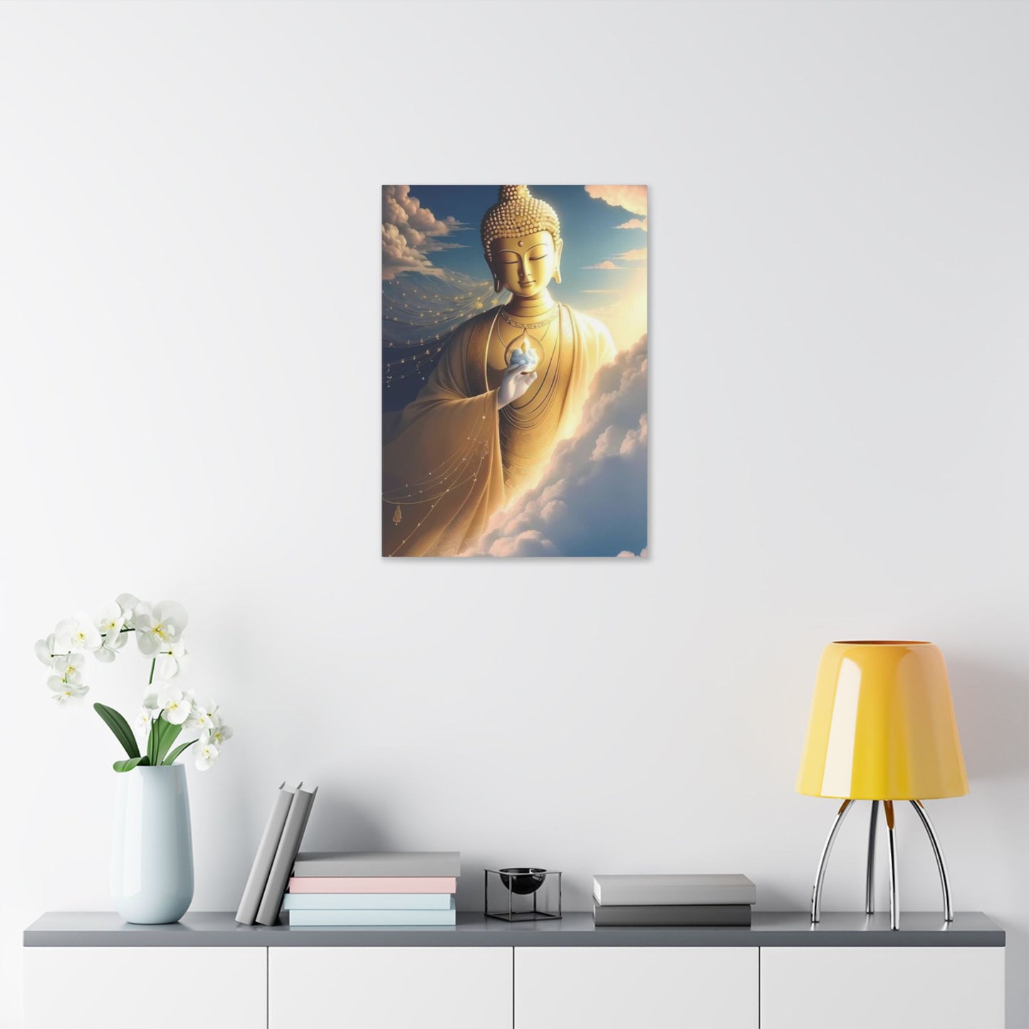 Golden Buddha Canvas – Enlightenment Wall Art for Sacred Spaces