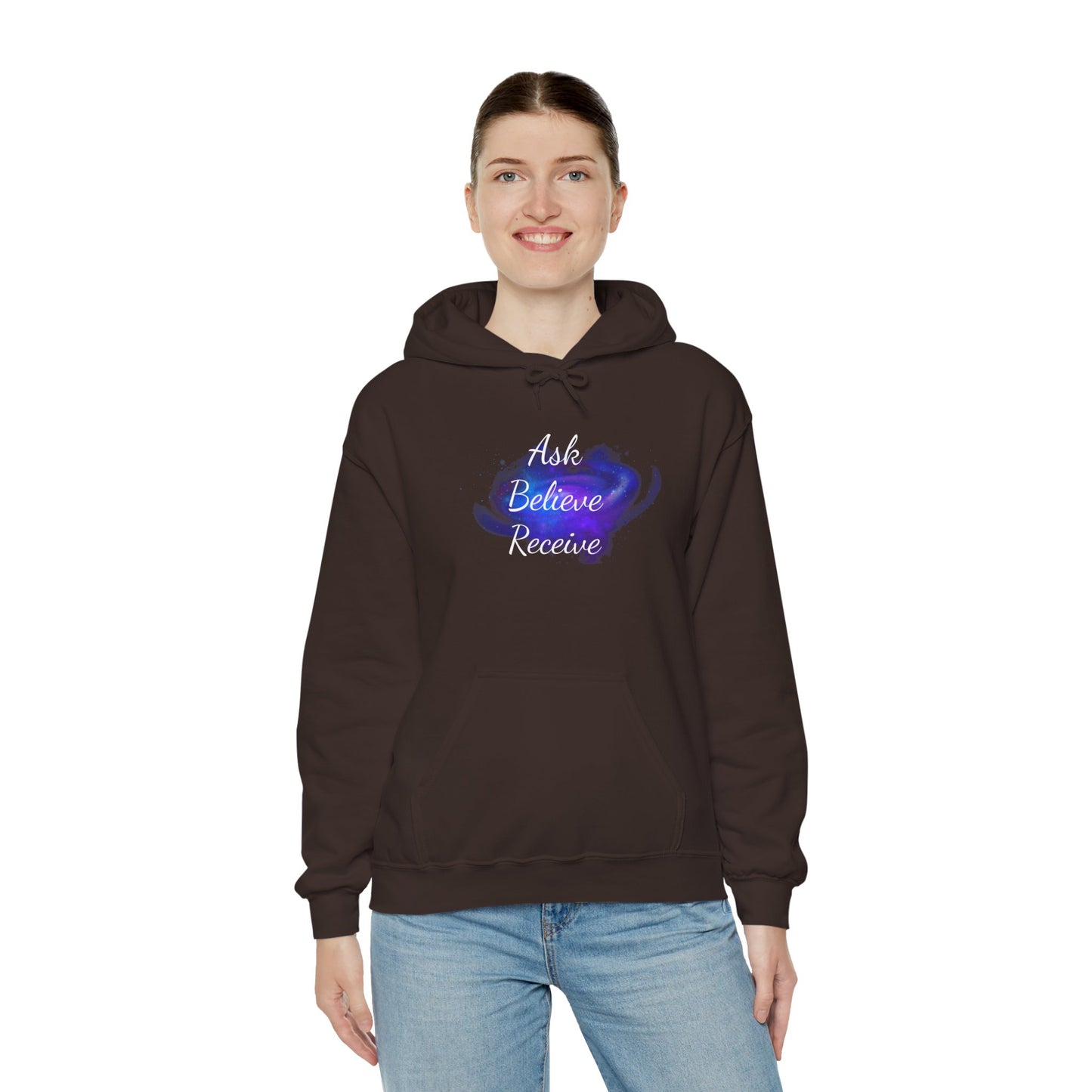 Ask Believe Receive Hoodie | Spiritual Manifestation Sweatshirt for Meditation & Mindfulness