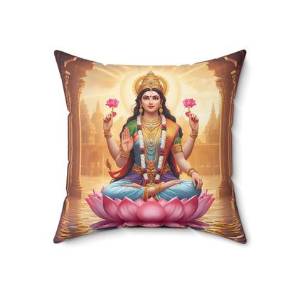 Lakshmi Decorative Pillow – Hindu Goddess of Wealth Cushion for Home & Spiritual Décor