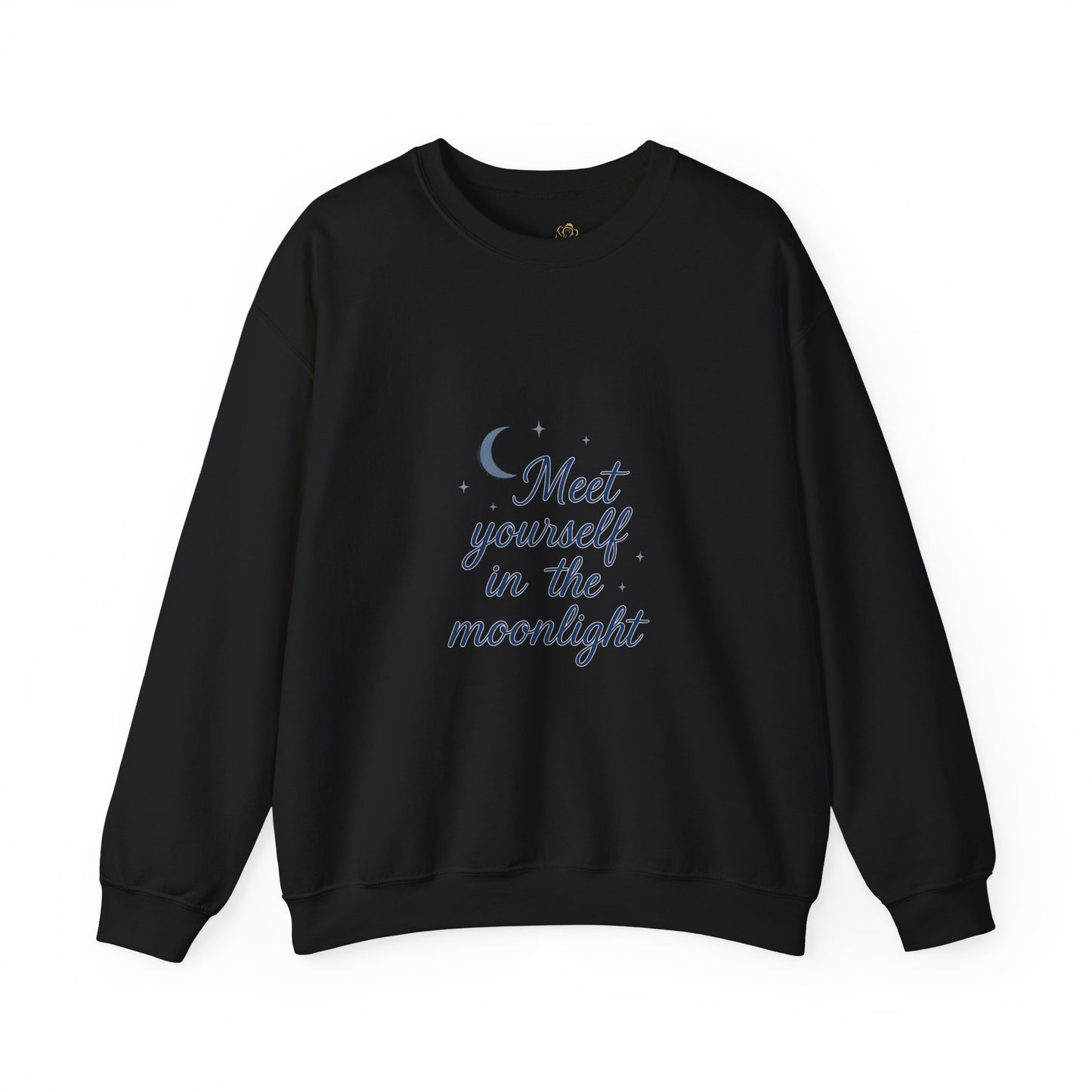 Meet Yourself in the Moonlight – Self-Reflection Quote Sweatshirt (Unisex)