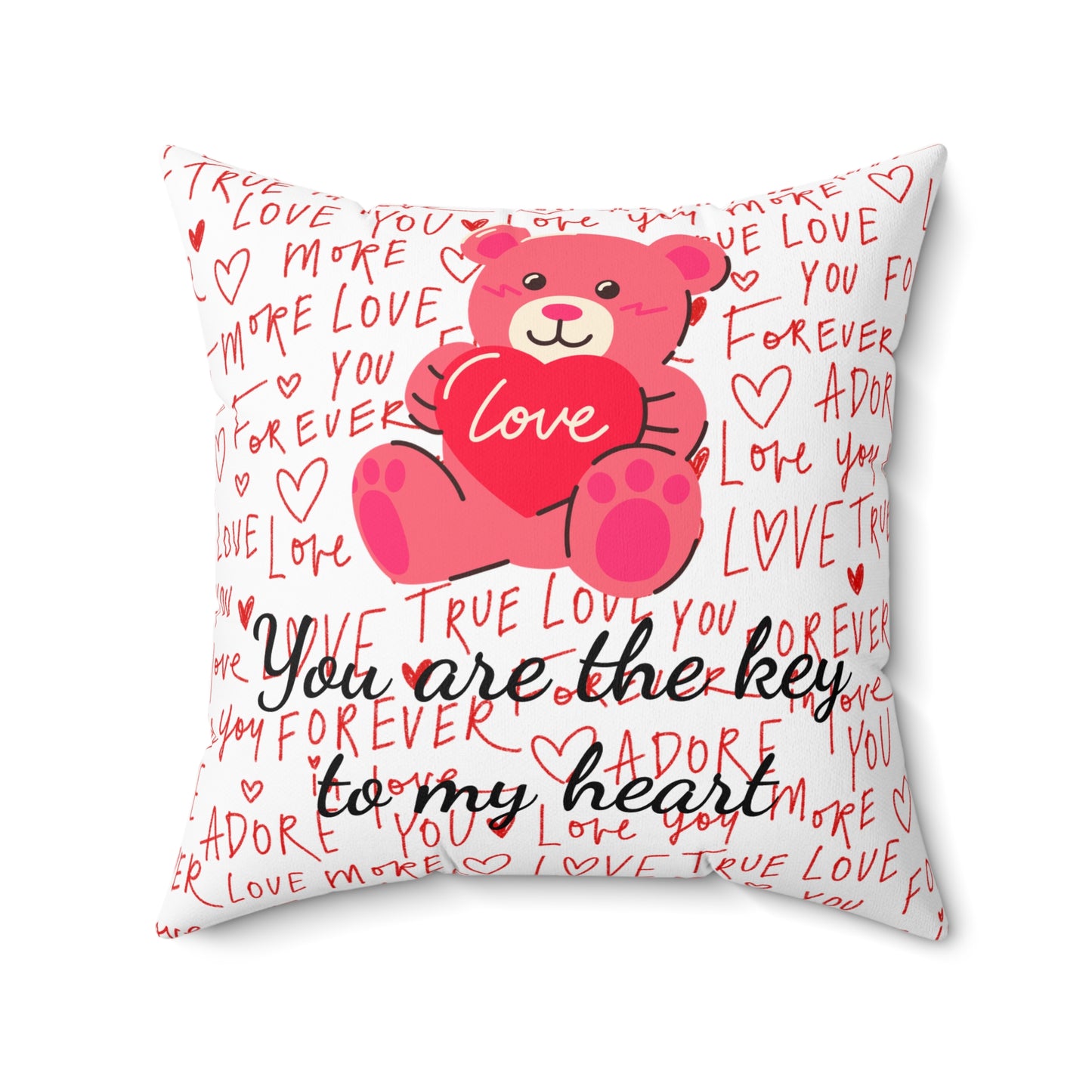 Square Pillow - You Are the Key to My Heart Design - Home Decor Accent Pillow, Valentines Day