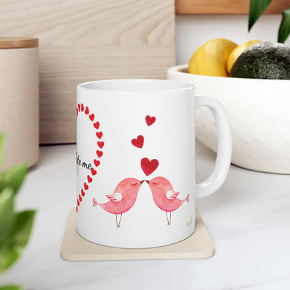 You Complete Me Mug – Valentine's Day Ceramic Cup with Cupid & Lovebirds