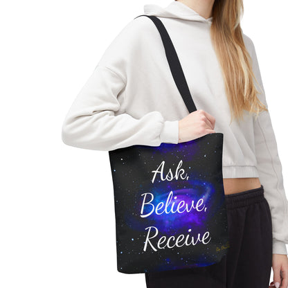 Ask Believe Receive Tote Bag – Manifestation Galaxy Shopper by Druvs