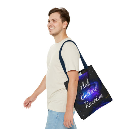Ask Believe Receive Tote Bag – Manifestation Galaxy Shopper by Druvs