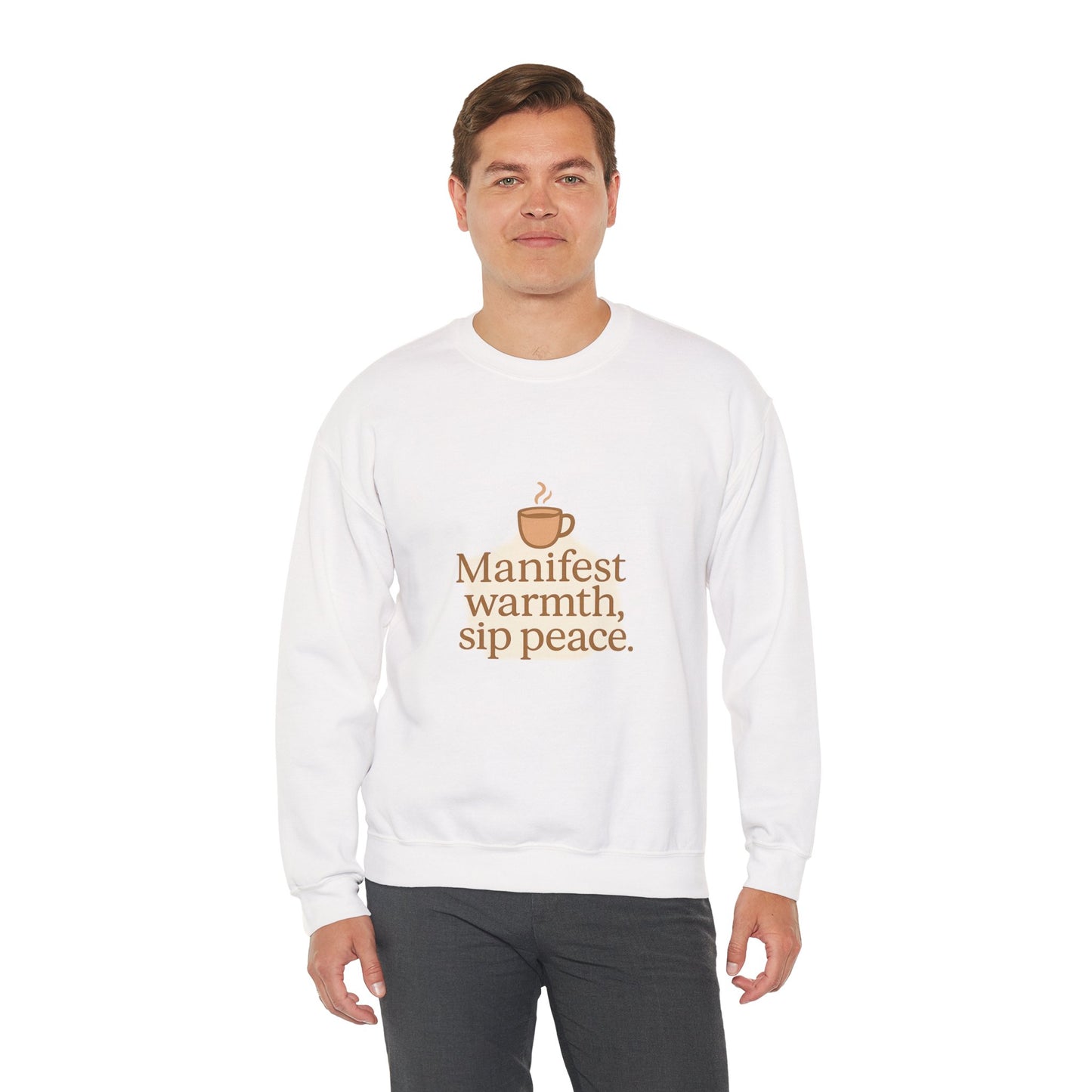 Manifest Warmth, Sip Peace – Cozy Winter Affirmation Sweatshirt (Unisex)