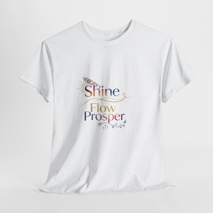 Shine Flow Prosper T-Shirt – Cosmic Manifestation Tee by Druvs