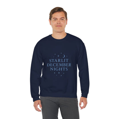 Starlit December Nights – Forest Green Winter Sweatshirt | Cozy Celestial Edition