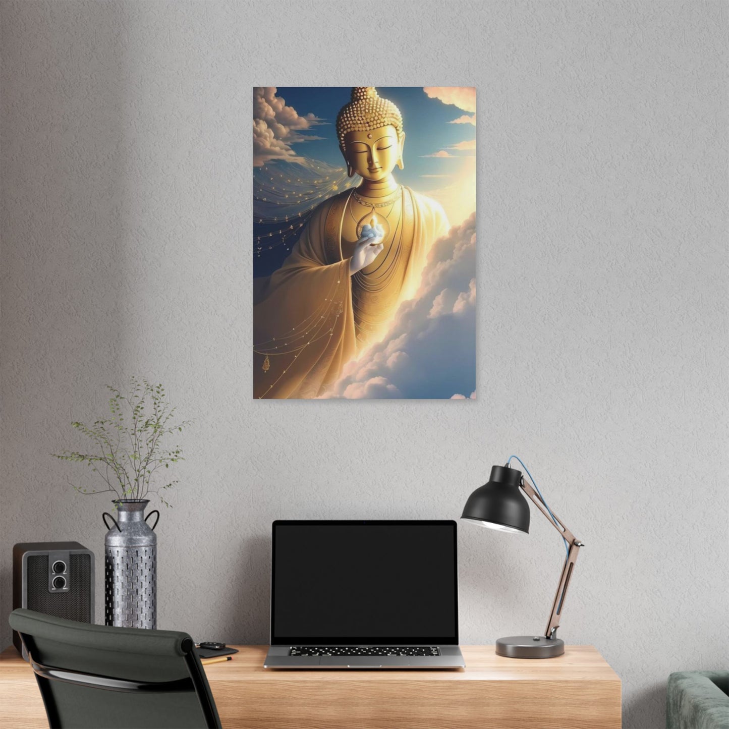 Golden Buddha Canvas – Enlightenment Wall Art for Sacred Spaces