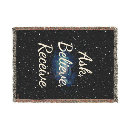 Inspirational Woven Blanket - Ask Believe Receive Design