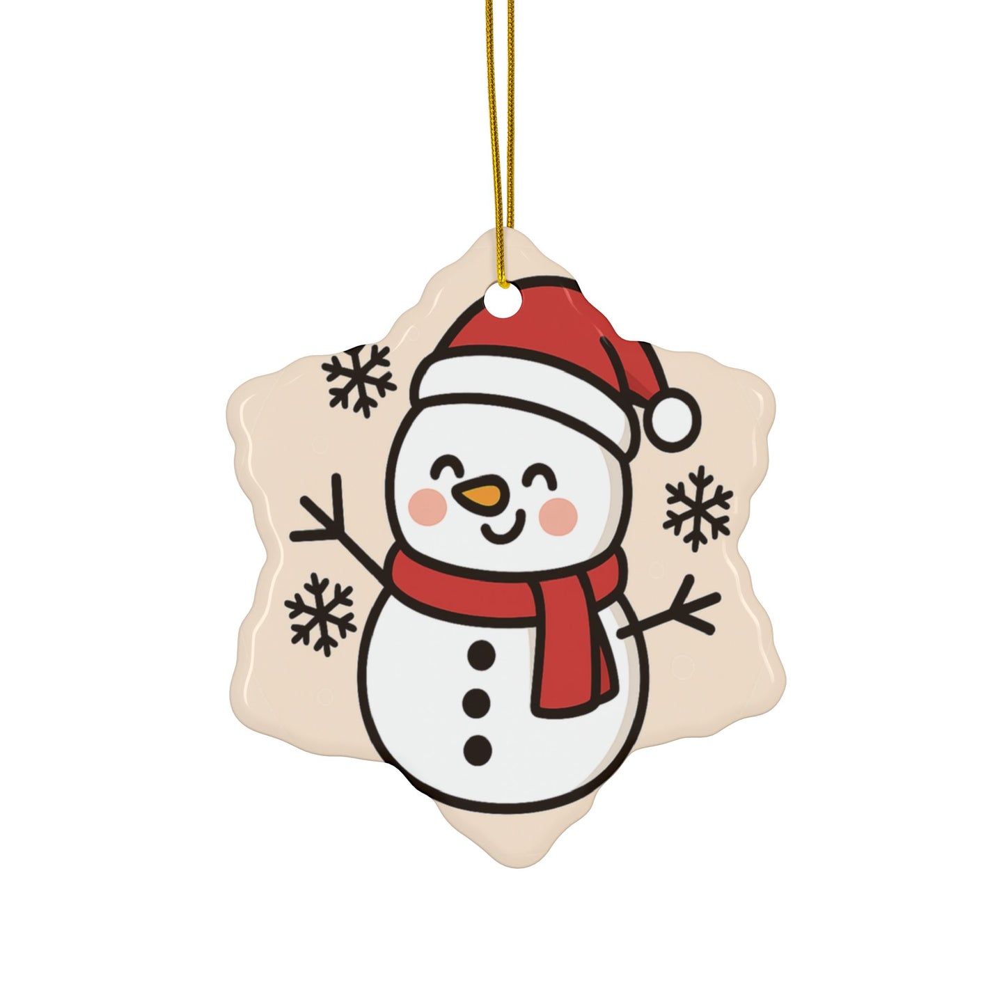 Smiling Snowman Ceramic Ornament – Cute Holiday Tree Décor for Kids & Families