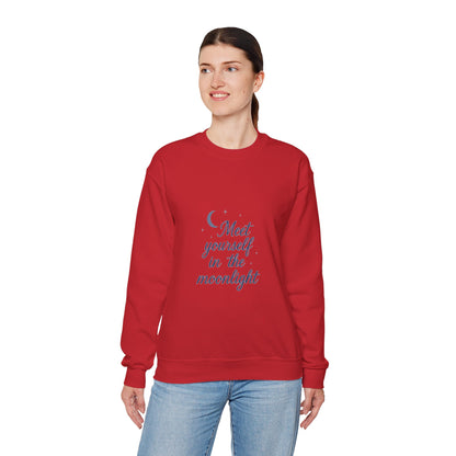 Meet Yourself in the Moonlight – Self-Reflection Quote Sweatshirt (Unisex)