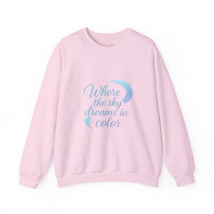 Where the Sky Dreams in Color – Celestial Moon Sweatshirt (Unisex, Multicolor Print)