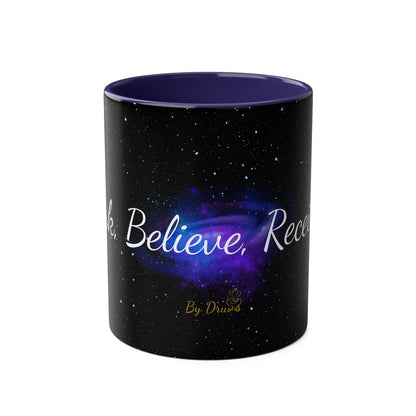 Elegant Coffee Mug Two Tone, Ask, Believe, Receive, Law of Attraction, Gift