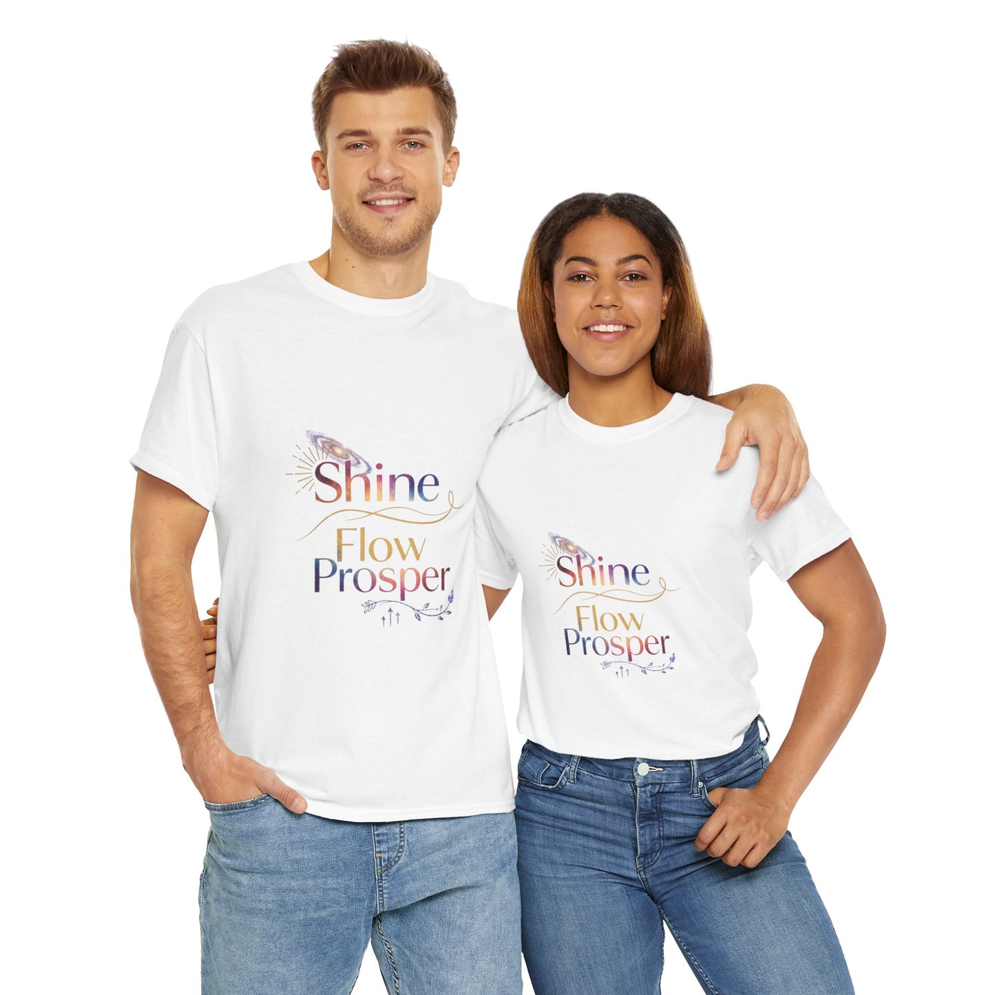 Shine Flow Prosper T-Shirt – Cosmic Manifestation Tee by Druvs