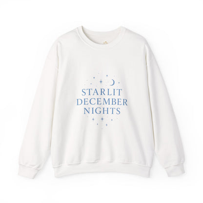Starlit December Nights – Forest Green Winter Sweatshirt | Cozy Celestial Edition