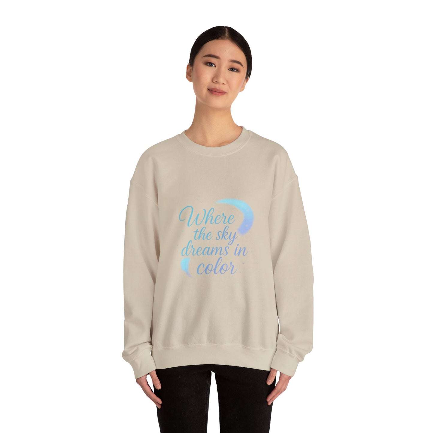 Where the Sky Dreams in Color – Celestial Moon Sweatshirt (Unisex, Multicolor Print)