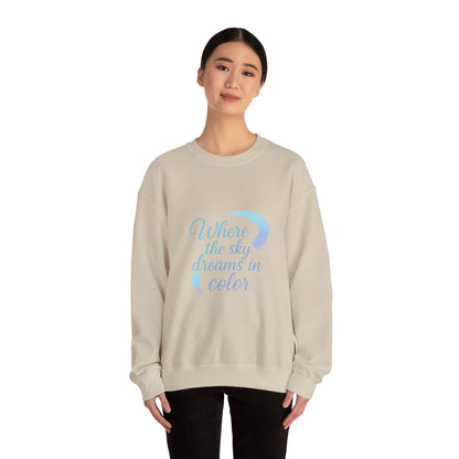 Where the Sky Dreams in Color – Celestial Moon Sweatshirt (Unisex, Multicolor Print)