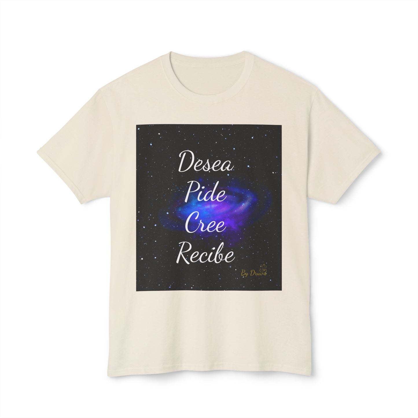 Camiseta Unisex de Algodón Desea, Pide, Cree, Recibe  - Ley de Atracción, Pensamiento Positivo, Ropa Diarias