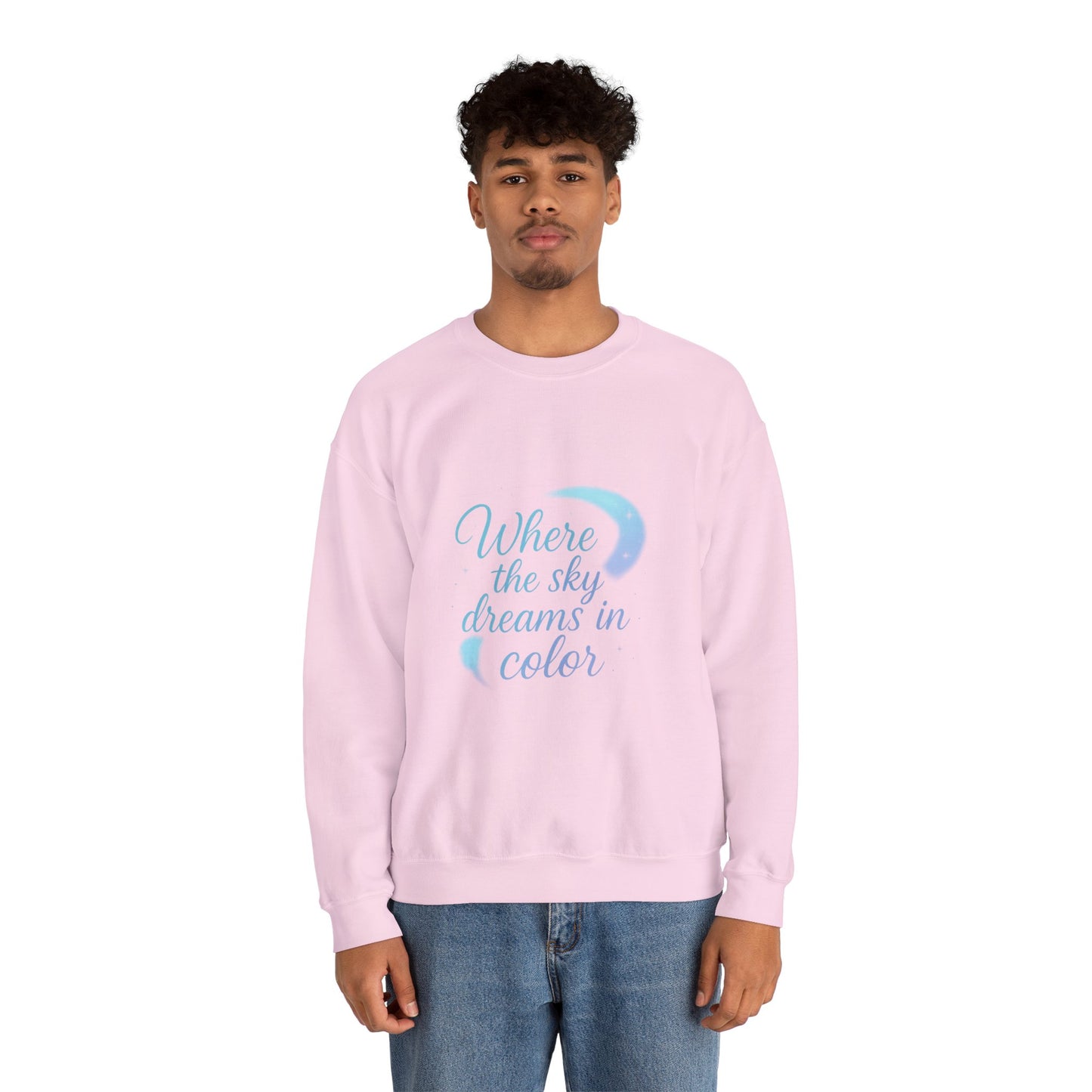 Where the Sky Dreams in Color – Celestial Moon Sweatshirt (Unisex, Multicolor Print)